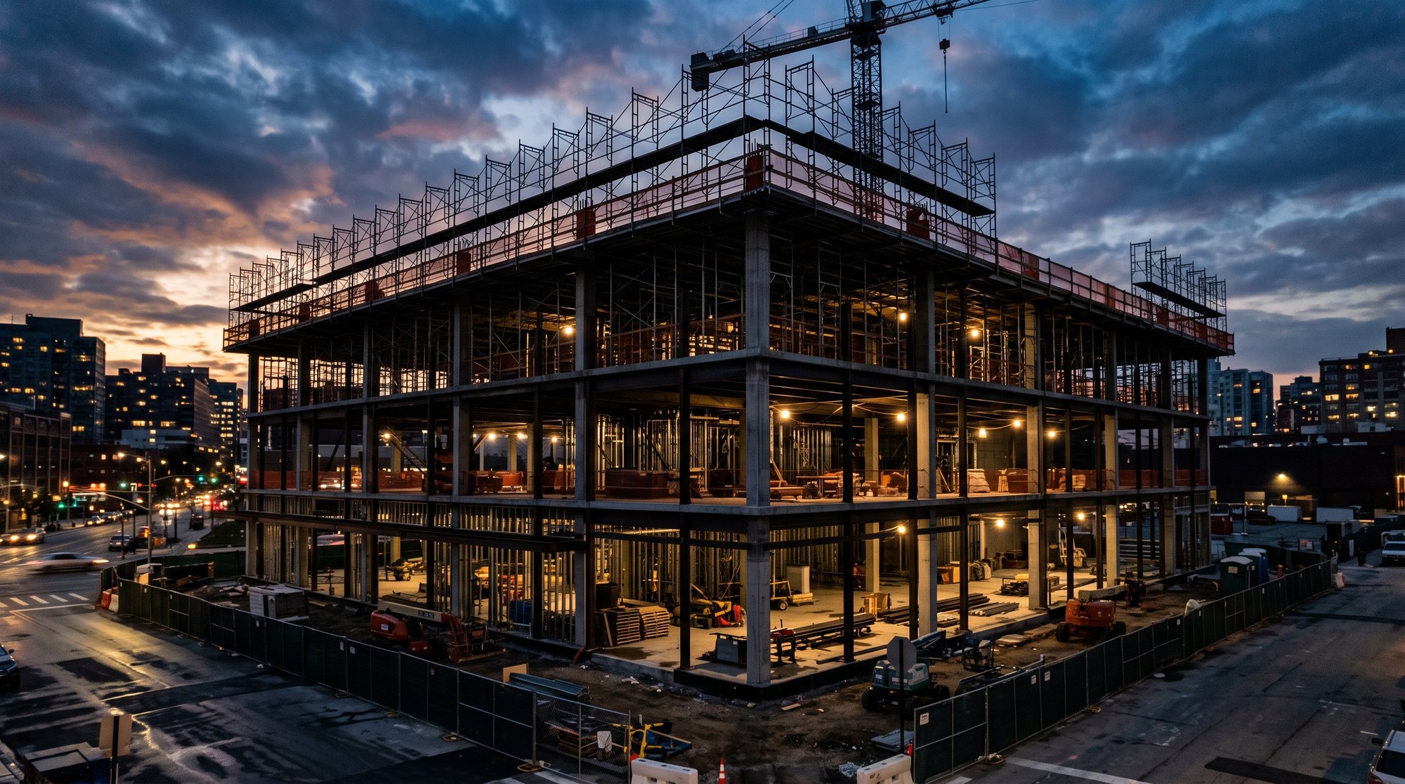 Construção comercial built-to-suit
